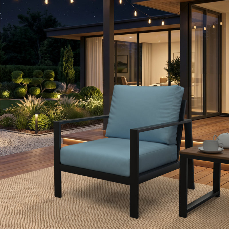 Amala Sunbrella® Outdoor Deep Seating Cushion, Sunbrella® Canvas Air Blue , 25" W x 25.5" D