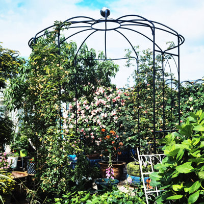 81.3''X114.2'' Iron Gazebo, Garden Arch, Black, Chipping- Blistering-