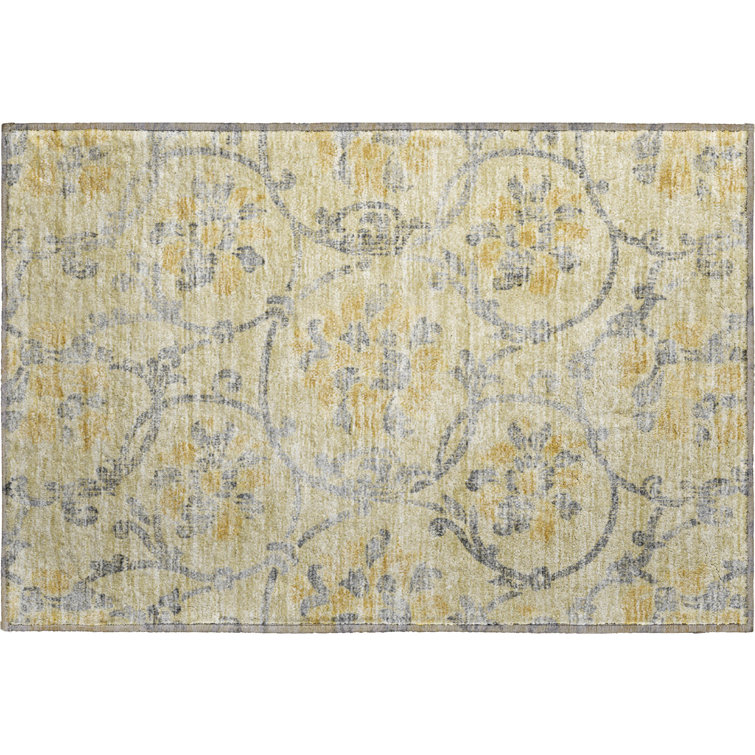 Premium Machine Washable Prisco Gold Rug