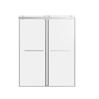 Porte de douche de contournement sans cadre de 56 à 60 po x H 76 po avec verre trempé 3/8 po Carlos (sans fermeture en douceur)
