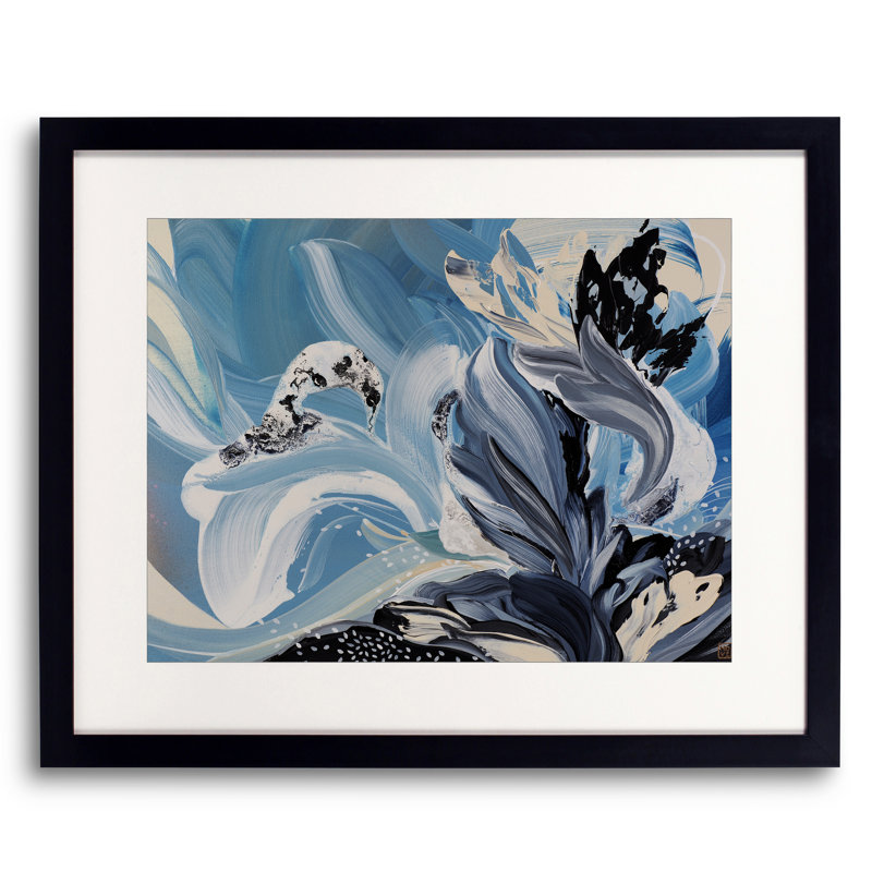 Silvering Lumi par Novi Lim - Peinture, Papier avec cadre noir, 16" H x 20" W