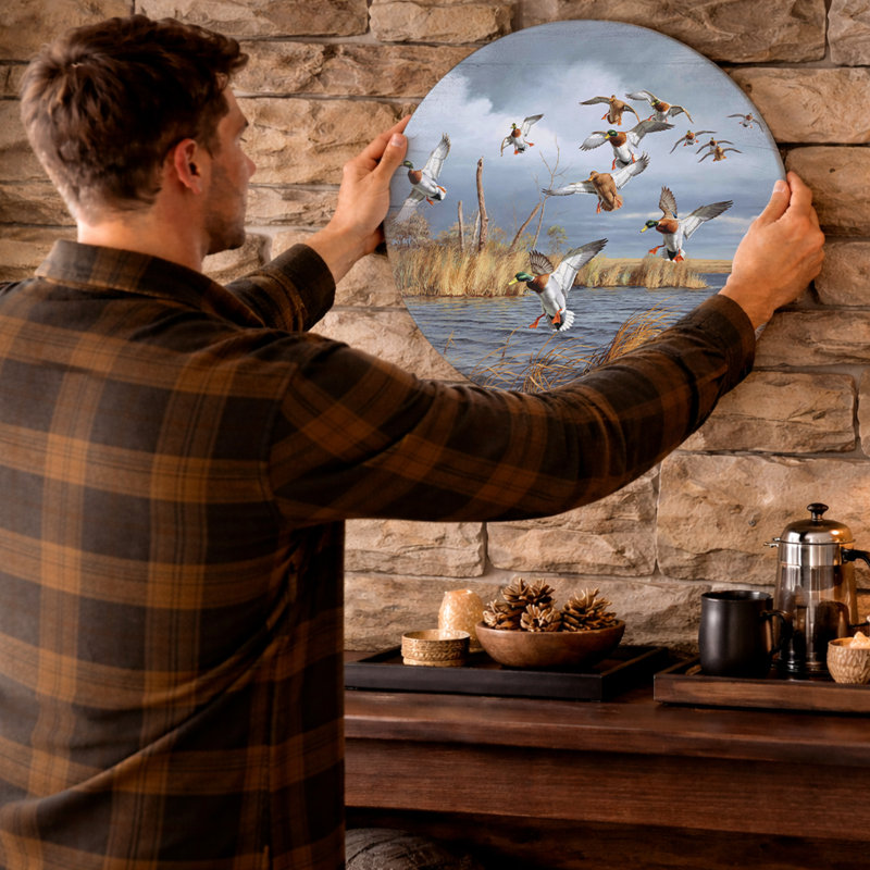 Alerte aux têtes vertes, panneau mural rond en bois de 53 cm (21 po)