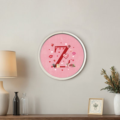 Valentine Things Monogram - Z Round White Framed Print
