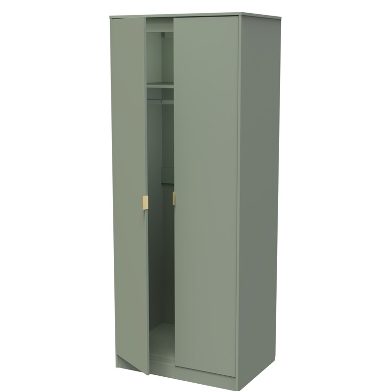 Fully Assembled 2 Door Wardrobe, Reed Green, 197cm H x 74cm W x 53cm D