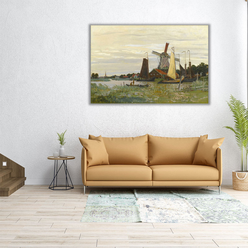A Windmill in Zaandam, 1871, reproduction d'art sur toile, H 32 po x l 48 po