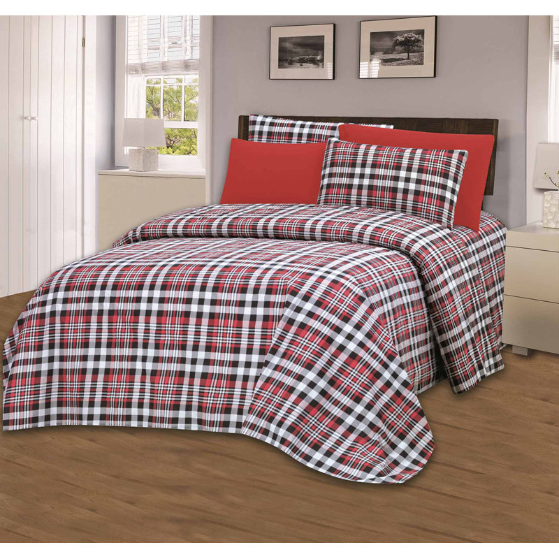 Microfiber Plaid Sheet Set, Queen