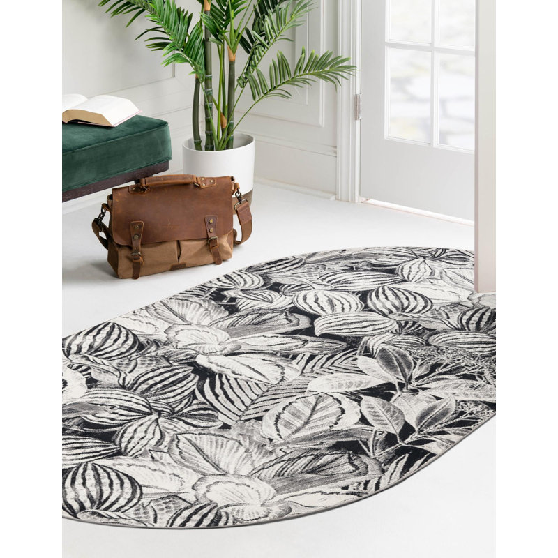 Tapis gris anthracite, Ovale 5 pi 3 po x 7 pi 10 po