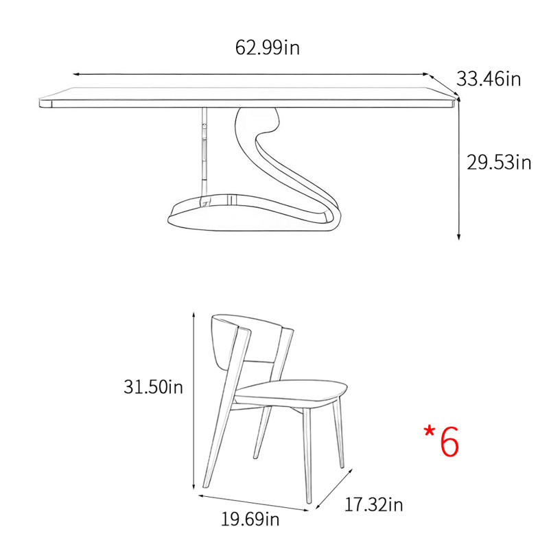 Ensemble de table de salle à manger rectangulaire moderne et simple, Blanc / gris, H 29,53 po x L 62,99 po x l 33,46 po