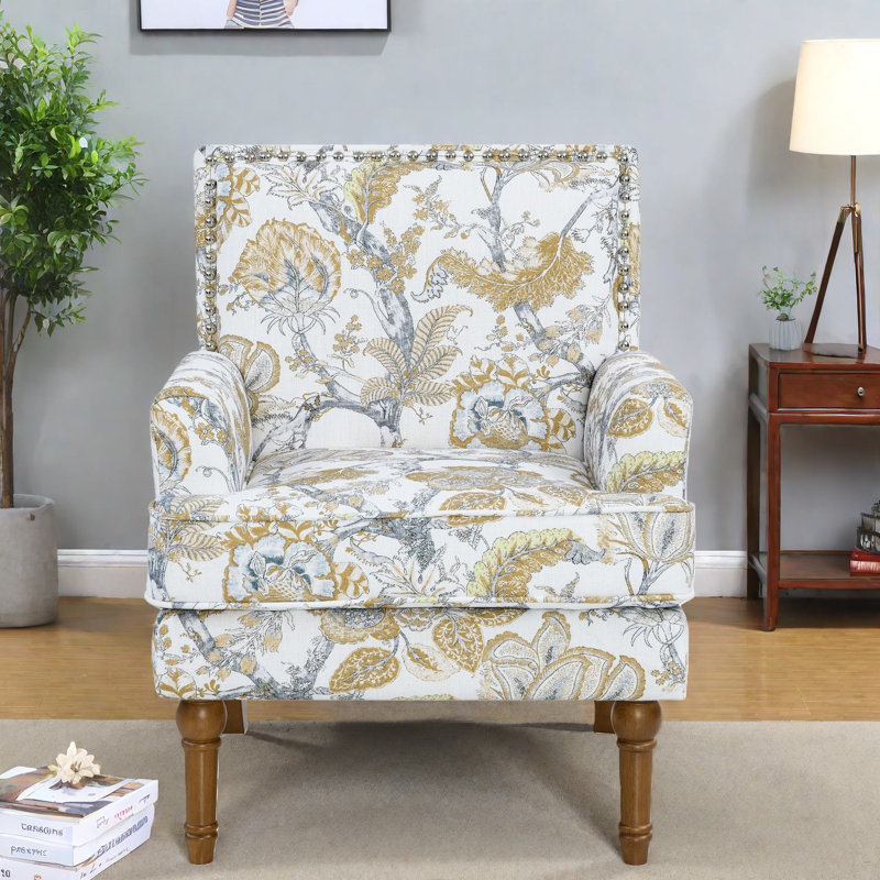 Chaises d'appoint de confort, style campagnard floral en tissu de bois pour la maison