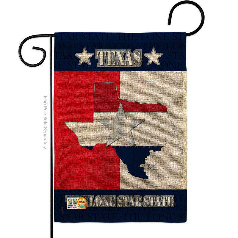 Drapeau de jardin à 2 côtés 5 pi 5 po x 1 pi x 1 pi, "texas" , états américains en toile jute
