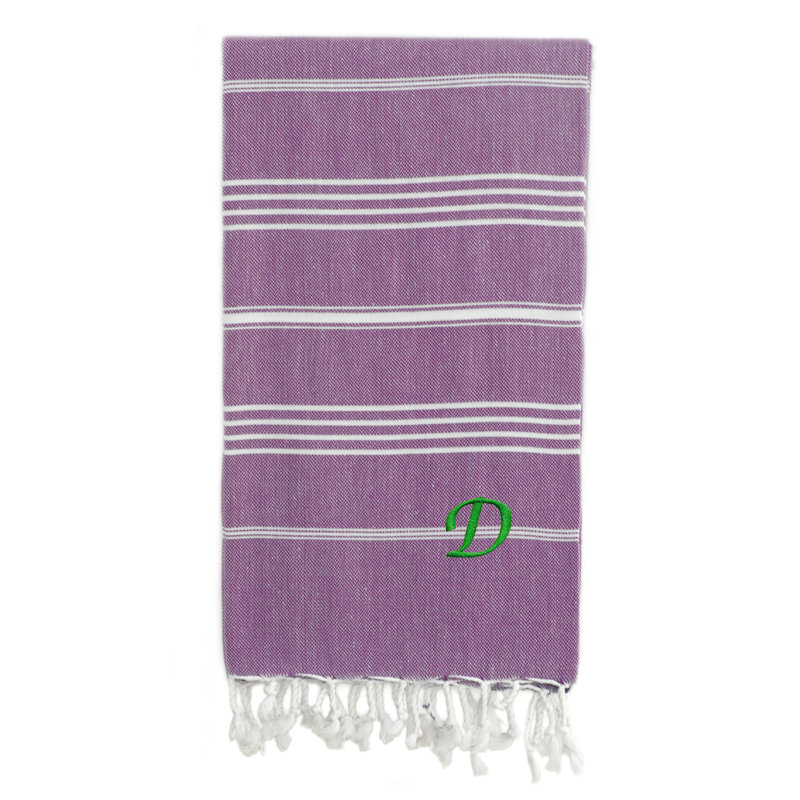 Serviette de plage 100% coton Pestemal Lucky, D, Vert clair / blanc