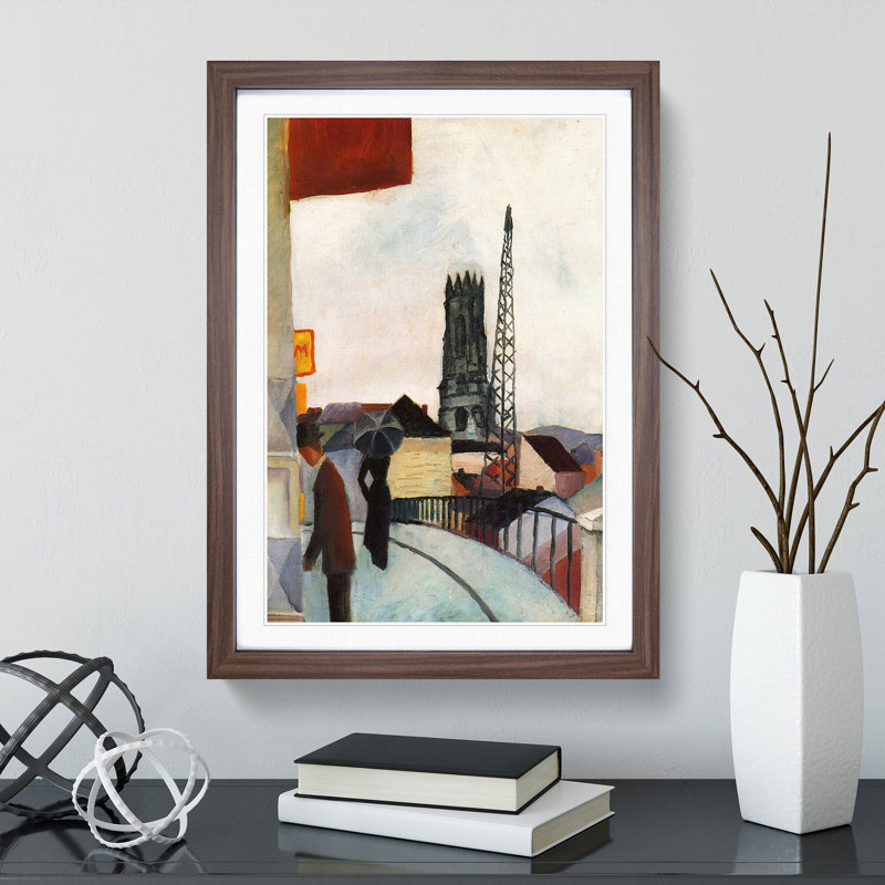 Cathedral by August Macke - Picture Frame Painting, Walnut Framed, 36cm H x 27cm W x 2cm D