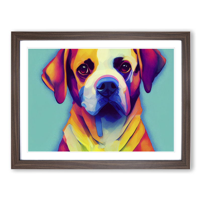Dog Vol.3 - Single Picture Frame Print, 25cm H x 34cm W, Walnut