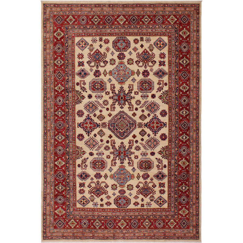 Tapis oriental rouge en laine noué à la main 8 pi 1 po x 9 pi 7 po Lovorko