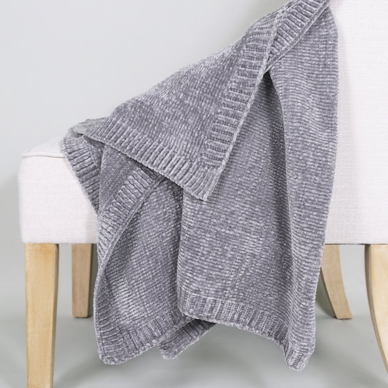 Jeté tissé en chenille, Gris