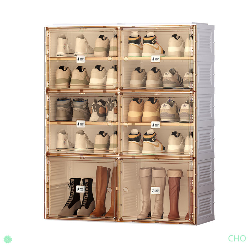 Salon portatif avec armoire à chaussures, armoire de rangement empilable avec portes et tablettes, boîte à chaussures pour garde-robe