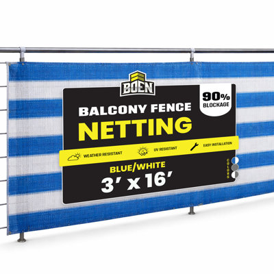 Paravent de balcon gris/blanc, 91 cm x 488 cm, protection contre le vent et les UV, filet d'ombrage en maille résistant aux intempéries avec œillets pour patio, jardin, terrasse, véranda, balustrade.