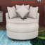 Fauteuil demi-tonneau pivotant rond avec repose-pieds avec rangement et 4 coussins amovibles, fauteuil pivotant rond à 360 °-1831271710