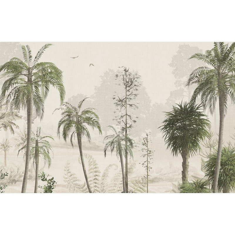 Palmier sur fond clair, scène tropicale, L 108 po x l 168 po