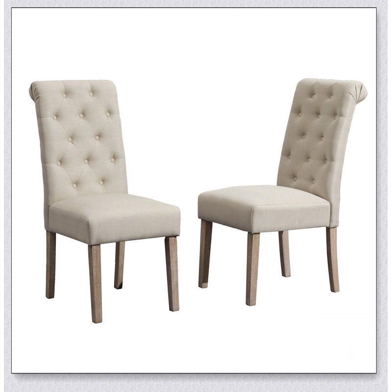 Ensemble de 2 chaises de salle à manger parsons capitonnées Habit, gris anthracite, Tanné