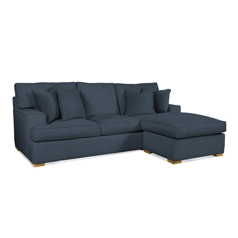 Sadie 97" Wide Reversible Sofa & Chaise with Ottoman, Honey Finish, Basic Blue; 0317-63