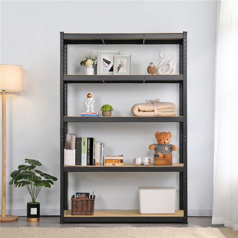 180cm 4 Shelf Shelving Unit, 180cm H x 120cm W x 45cm D, Black/Brown