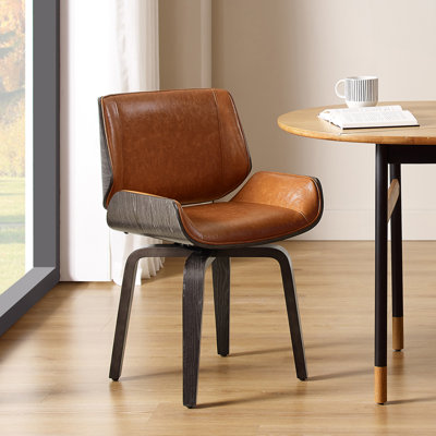 Faux Leather Swivel Side Chair