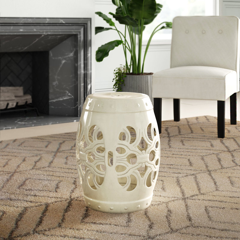 Tabouret de jardin en céramique Twedt, Crème