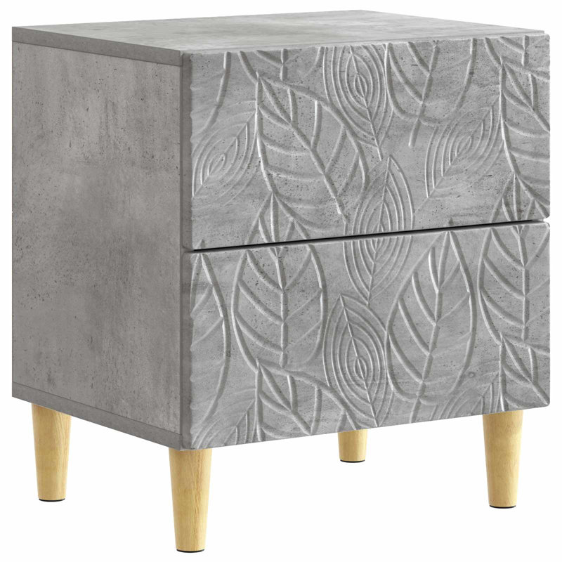 43cm W Composite Bedside Table, Concrete Grey