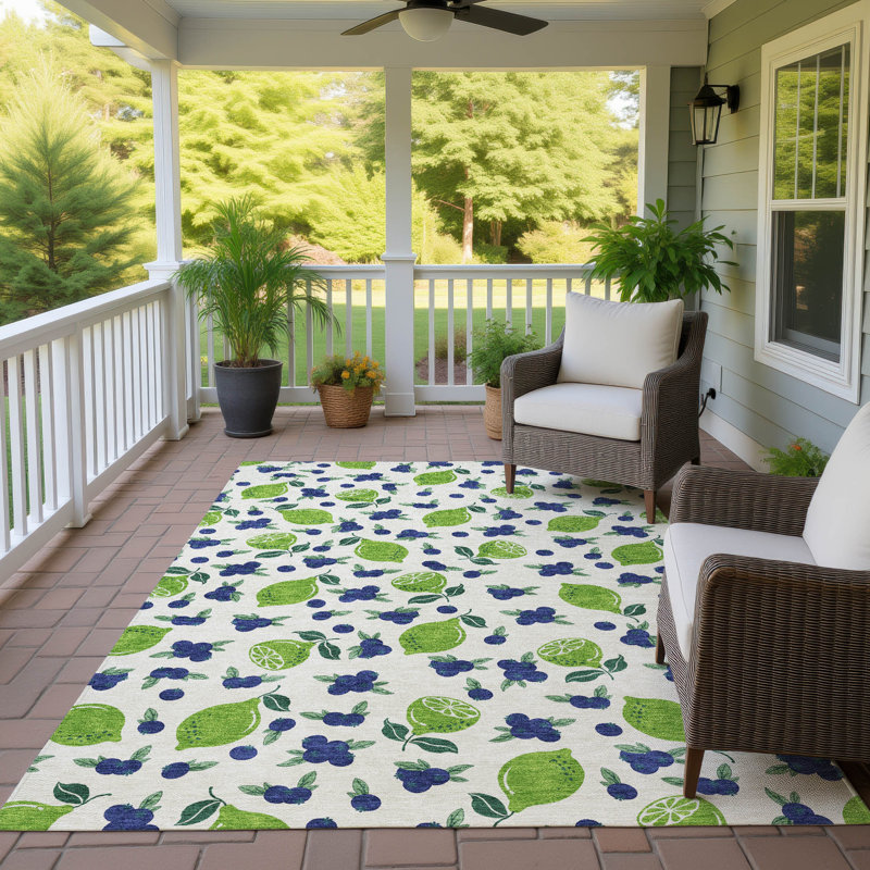 Machine Washable Indoor/Outdoor Adalaide ACN2354 Fruits Rug, Rectangle 10' x 14'