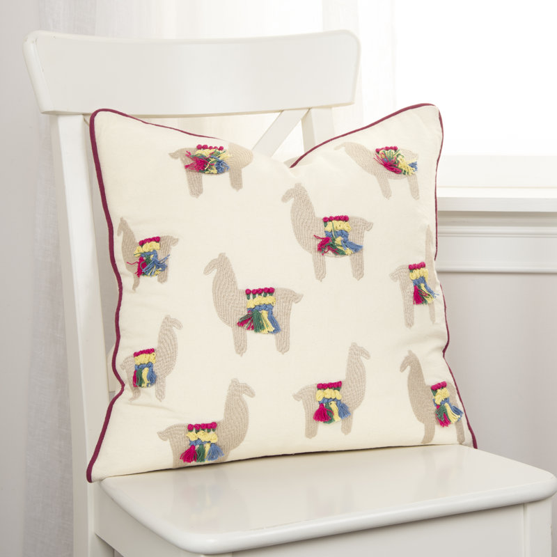 Embroidered Cotton Throw Pillow
