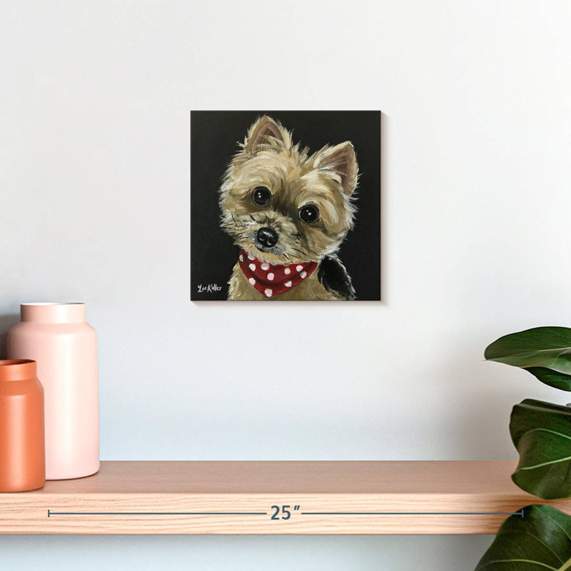 Crowle Yorkie - bandana rouge, H 10 po x l 10 po