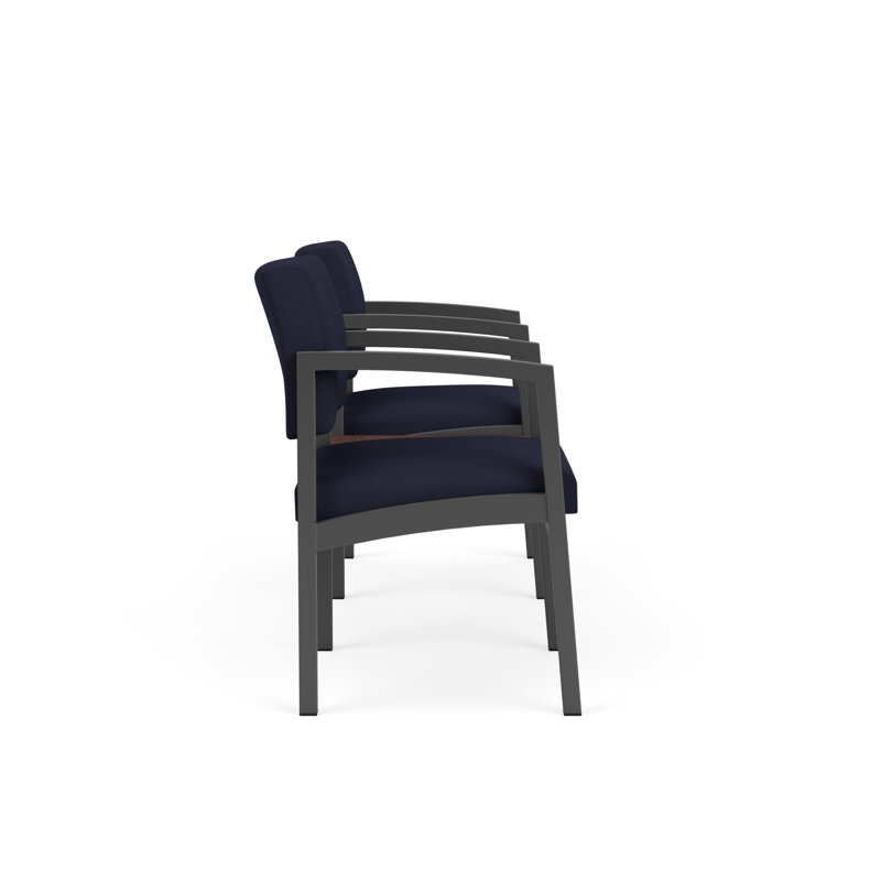 Structure tandem 2 places avec table centrale en acier Lenox, Gris anthracite / noyer cacao, Cocoa Walnut