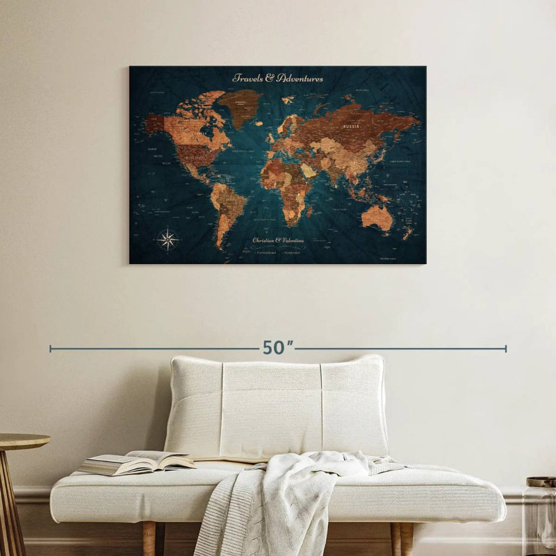 Voyage personnalisé «I Push Pin World Amitabh», H 26 po x l 39 po, Oui