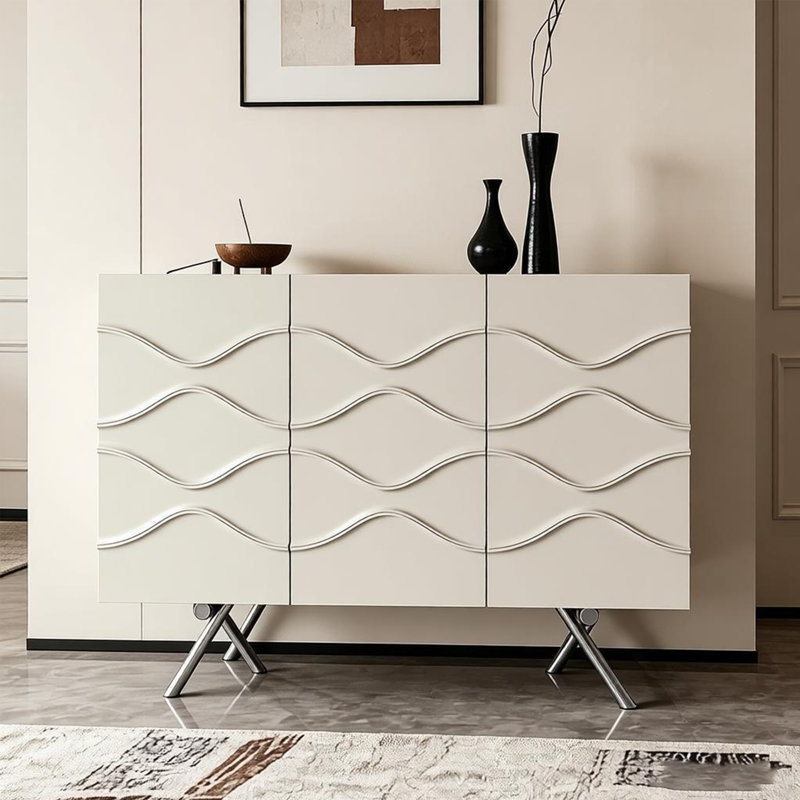 Buffet simple de style nordique moderne, H 35,43 po x l 47,24 po x P 15,75 po