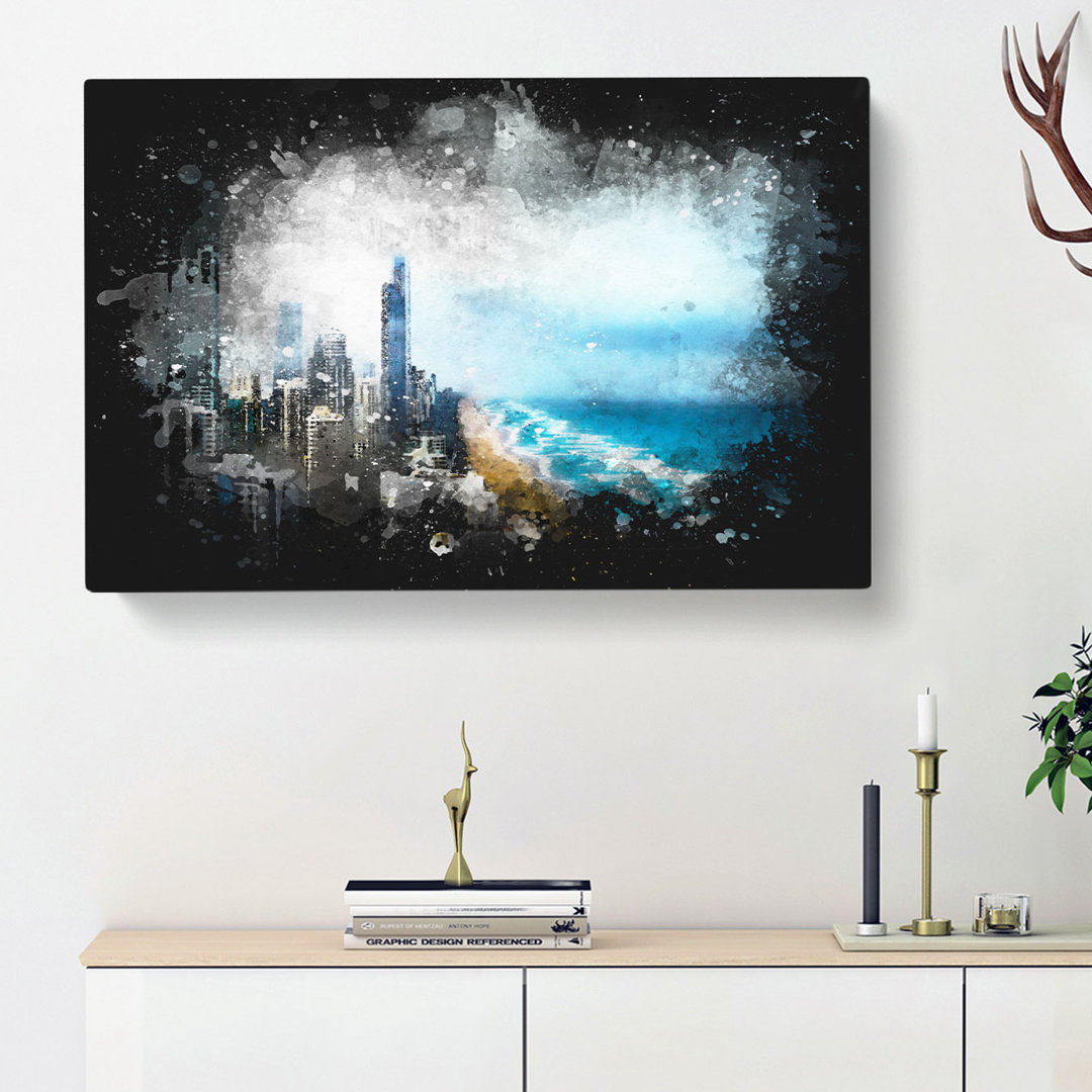 Gold Coast Skyline In The Clouds - Wrapped Canvas