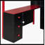 Full Size Wood Loft Bed with Desk, Ample Storage Space and Light, Red-1576892610