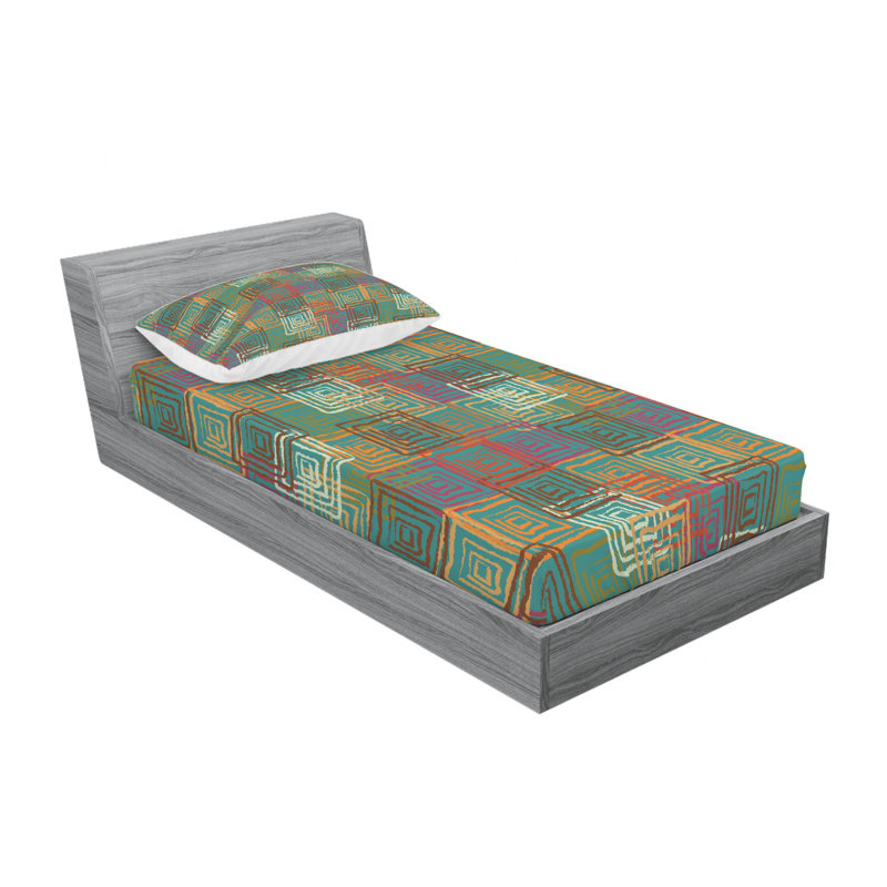 Microfiber Geometric Sheet Set, Twin Sheet Set with Fitted Sheet, Scottish Effects Plaid