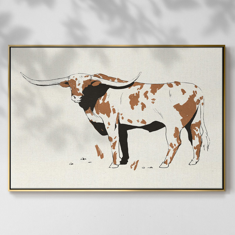 Toile encadrée de qualité supérieure Terre Cotta Steer II - prête à être accrochée, H 25 po x l 37 po x P 2 po