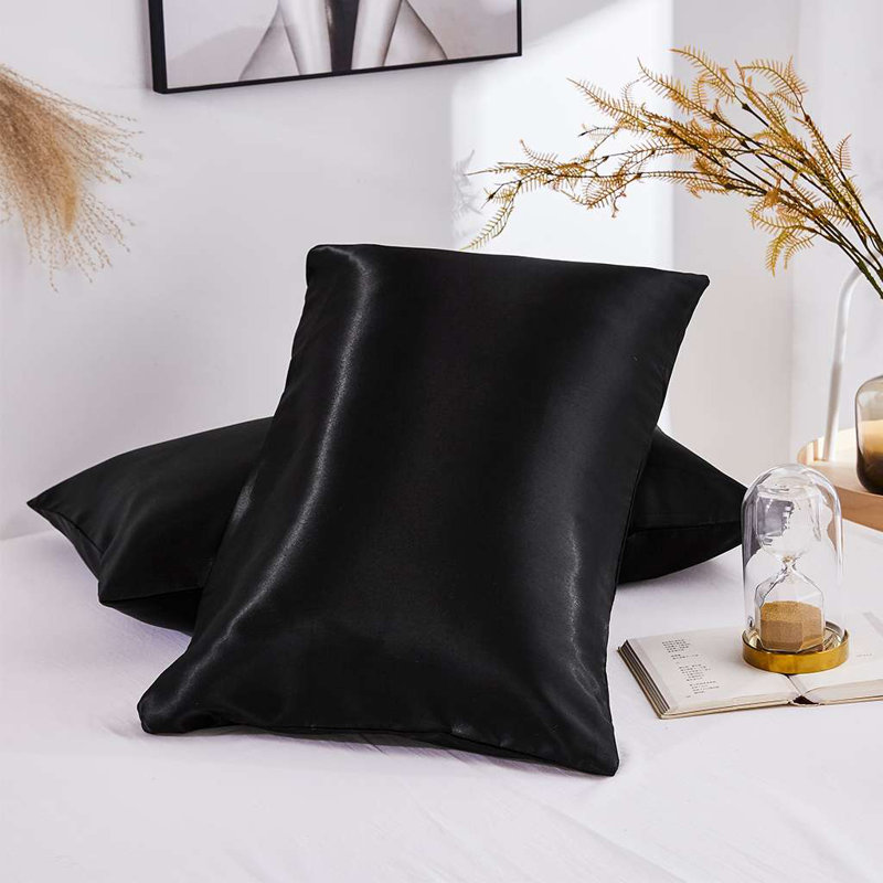 Satin - Set of 2, King Pillowcase, Black