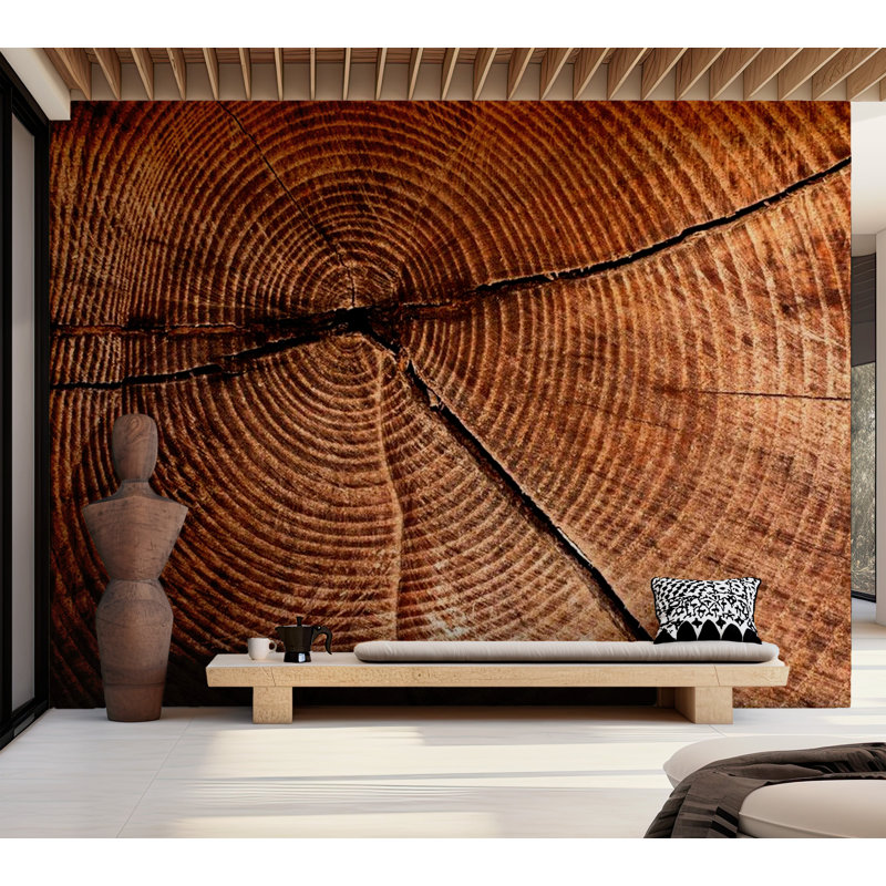 Daqwane Tree Trunk Cross Section Wall Mural, 121" L x 157" W