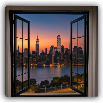 Evening Spark - Vue de la fenêtre ouverte de Manhattan au crépuscule