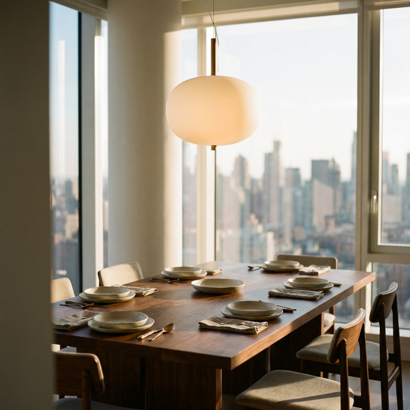 Ilargi - S/39/01 LED Dimmable Pendant - TRIAC/0-10V Dimmable - White Opal Matte Glass, Light Wood