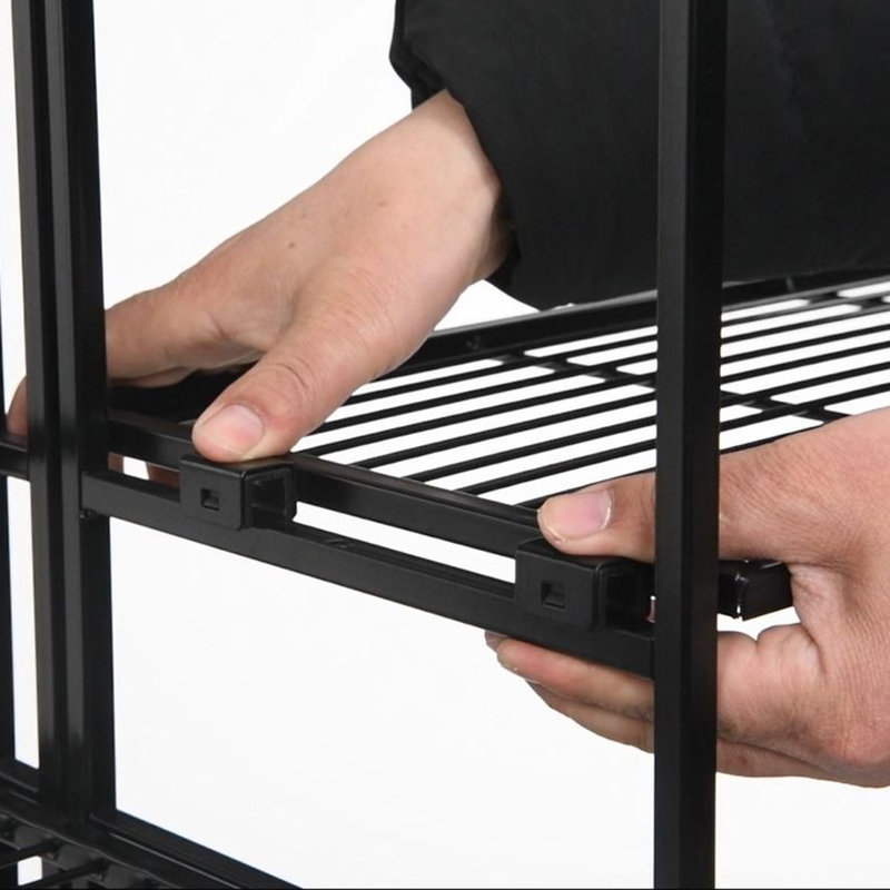 Edwin 81.5"W Adjustable Folding Metal Shelving Unit, Black