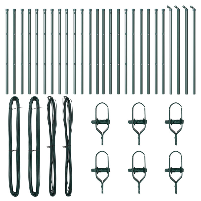 Vidaxl Fence Posts 26 Pcs Diameter32 Mm Galvanised Steel, Green, 80cm H x 3.2cm W