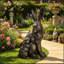 Statue de jardin pour 22 peluches, mère et bébé