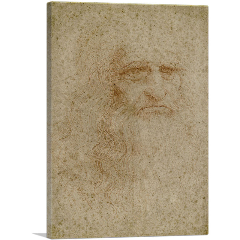 Autoportrait de Léonard de Vinci 1512 - reproduction, H 18 po x l 12 po x P 0,75 po