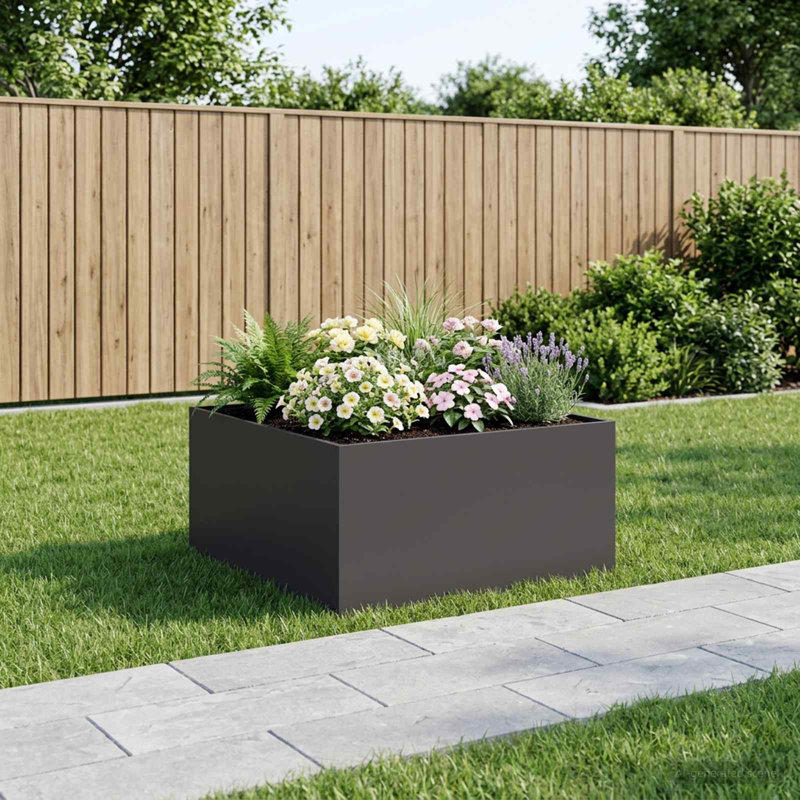 Planter, 40cm H x 80cm W x 80cm D, Black, 1