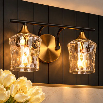  Balendran 2-Light Dimmable Vanity Light-Hammer Glass