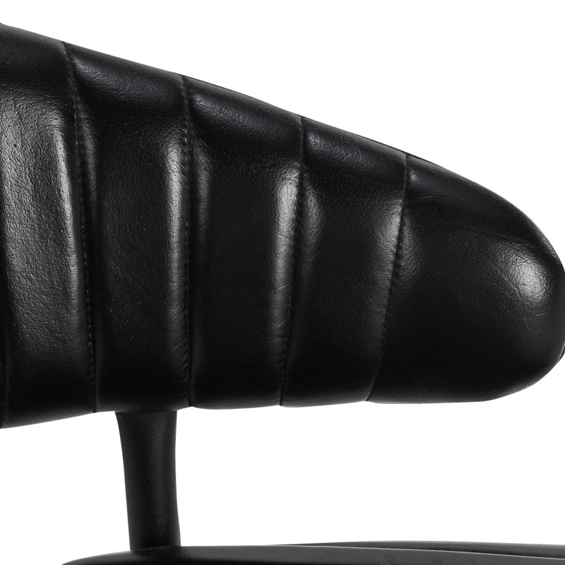Tabouret en cuir véritable Umbria, Tabouret de bar (siège d'une hauteur de 30 po), Noir